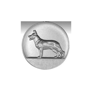 Emblem D=50mm Schferhund, silberfarben in Kunststoff fr Pokale und Medaillen