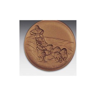 Emblem D=50mm Schlittenhunde., bronzefarben in Kunststoff fr Pokale und Medaillen