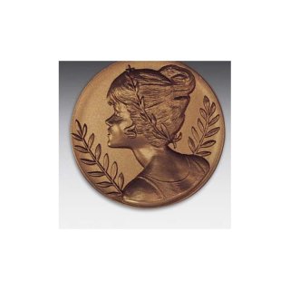 Emblem D=50mm Siegerin, bronzefarben in Kunststoff fr Pokale und Medaillen