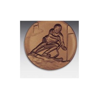 Emblem D=50mm Skibob, bronzefarben in Kunststoff fr Pokale und Medaillen