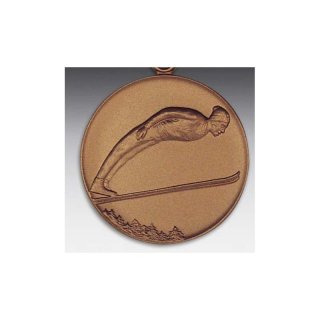 Emblem D=50mm Skispringer,  bronzefarben, siber- oder goldfarben