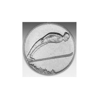 Emblem D=50mm Skispringer, silberfarben in Kunststoff fr Pokale und Medaillen