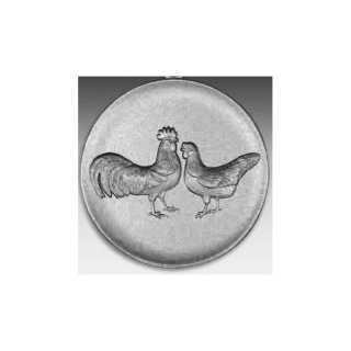 Emblem D=50mm Italienisches Huhn  silberfarben in Kunststoff fr Pokale und Medaillen