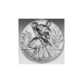 Emblem D=50mm Tanzpaar, silberfarben in Kunststoff fr Pokale und Medaillen