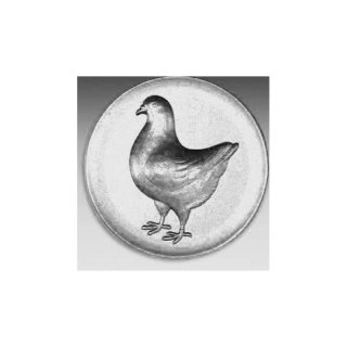 Emblem D=50mm Taube, Kingtaube, silberfarben in Kunststoff fr Pokale und Medaillen