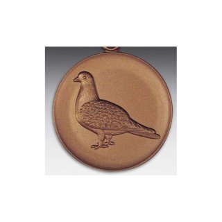 Emblem D=50mm Taube, Lockentaube, bronzefarben in Kunststoff fr Pokale und Medaillen