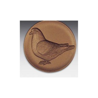 Emblem D=50mm Taube, Luchstaube, bronzefarben in Kunststoff fr Pokale und Medaillen
