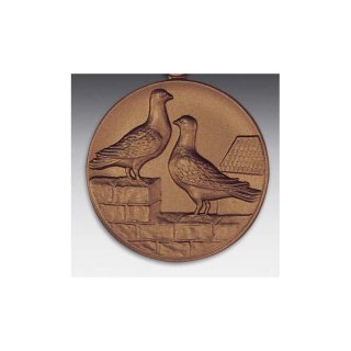 Emblem D=50mm Tauben, zwei, bronzefarben in Kunststoff fr Pokale und Medaillen
