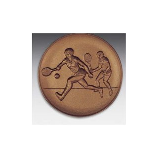 Emblem D=50mm Tennis - Mixed, bronzefarben in Kunststoff fr Pokale und Medaillen