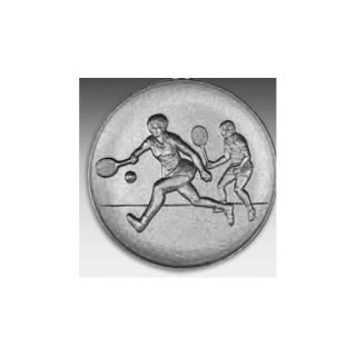 Emblem D=50mm Tennis - Mixed, silberfarben in Kunststoff fr Pokale und Medaillen