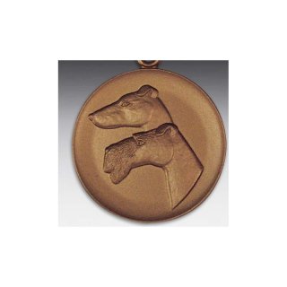 Emblem D=50mm Terrier, bronzefarben in Kunststoff fr Pokale und Medaillen