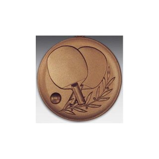 Emblem D=50mm Tischtennis Schlger, bronzefarben in Kunststoff fr Pokale und Medaillen