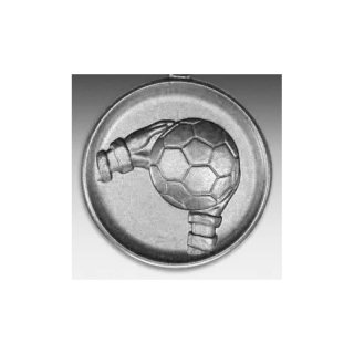 Emblem D=50mm Torwart, silberfarben in Kunststoff fr Pokale und Medaillen