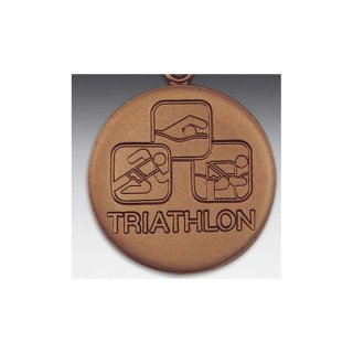 Emblem D=50mm Triathlon, bronzefarben in Kunststoff fr Pokale und Medaillen