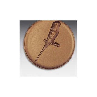 Emblem D=50mm Wellensittich, bronzefarben in Kunststoff fr Pokale und Medaillen