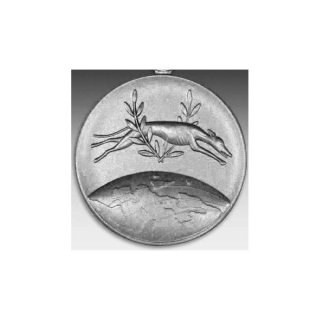 Emblem D=50mm Windhund, silberfarben in Kunststoff fr Pokale und Medaillen