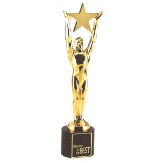 Figur Award-Stern 350mm 24Karat Vergoldet auf Kristallsockel,  Preis ist incl.Text & Logogravur, keine weiteren Kosten,
