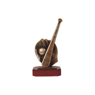 Figur Pokal Trophe Baseball auf Mahagoni Lok Holzsockel, incl einer Textgravur