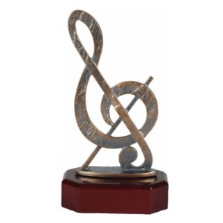 Figur H=180mm Notenschlssel - Musikschlssel  auf Holzsockel, Gravur im Preis enthalten.