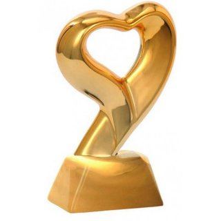 Figur Herz gold mit goldenden Sockel H=18cm inkl. Gravur
