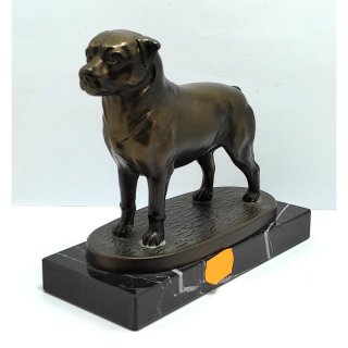 Figur Hund Rotweiler Metall auf Sockel  bronzefarben  H=12 cm inkl. Gravur