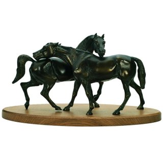 Figur Pferd Hengst m. Stute  bronziert 30cm