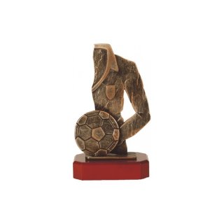Figur Pokal Trophe Fussball auf Mahagoni Lok Holzsockel, incl einer Textgravur