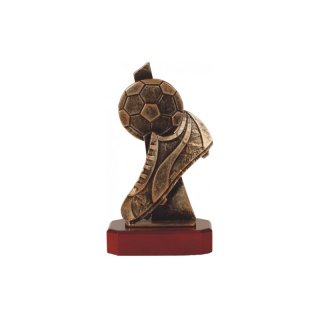 Figur Pokal Trophe Fussball auf Mahagoni Lok Holzsockel, incl einer Textgravur
