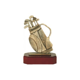 Figur Pokal Trophe Golf auf Mahagoni Lok Holzsockel, incl einer Textgravur