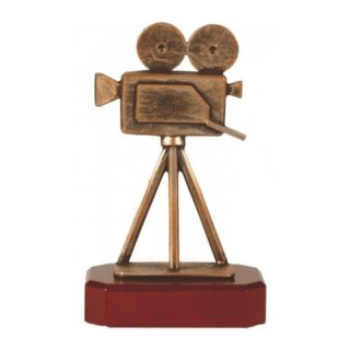 Figur Pokal Trophe Kamera - Cinema H=230mm auf Mahagoni Lok Holzsockel, incl einer Textgravur