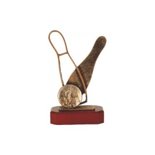 Figur Pokal Trophe Golf auf Mahagoni Lok Holzsockel, incl einer Textgravur