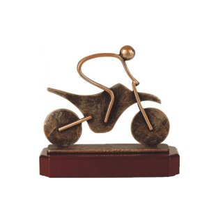 Figur Pokal Trophe Motorradsport auf Mahagoni Lok Holzsockel, incl einer Textgravur