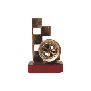 Figur Pokal Trophe Motorsport auf Mahagoni Lok Holzsockel, incl einer Textgravur