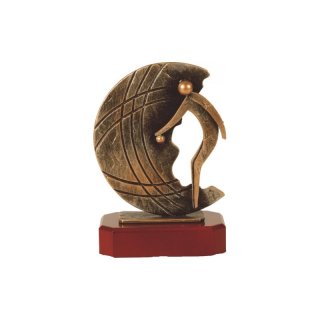 Figur Pokal Trophe Petanque auf Mahagoni Lok Holzsockel, incl einer Textgravur