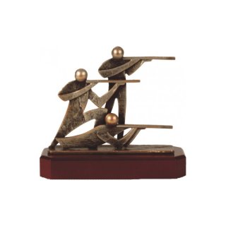 Figur Pokal Trophe Schiesport Gewehr auf Mahagoni Lok Holzsockel, incl einer Textgravur
