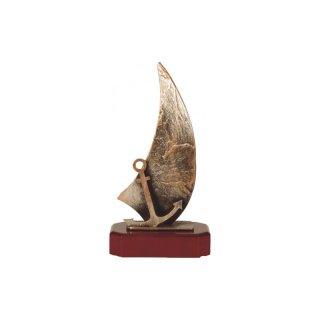 Figur Pokal Trophe Segeln + Anker 275mm auf Mahagoni Lok Holzsockel, incl einer Textgravur