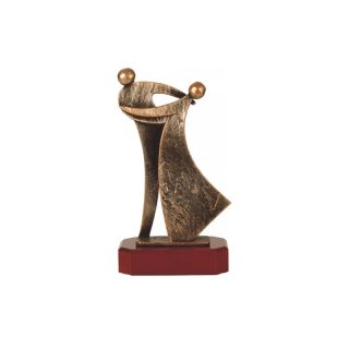 Figur Pokal Trophe Tanzsport auf Mahagoni Lok Holzsockel, incl einer Textgravur