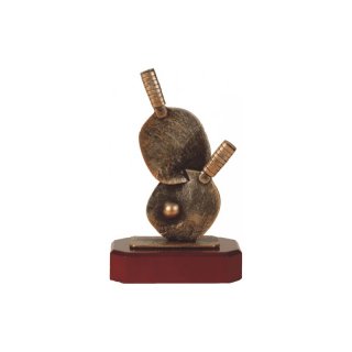 Figur Pokal Trophe Tischtennis auf Mahagoni Lok Holzsockel, incl einer Textgravur