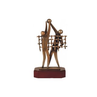 Figur Pokal Trophe Volleyball auf Mahagoni Lok Holzsockel, incl einer Textgravur