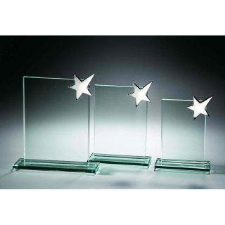 Glastrophe Rechteck mit Stern in 3 unterschiedlichen Gren, eine Lasergravur ist der Preis enthalten