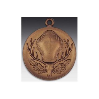 Jagd  Medaille Hubertus mit se  50mm,  bronzefarben, siber- oder goldfarben
