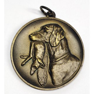 Jagd - Medaille Jagdhund mit Fuchs mit se  50mm, bronzefarben in Metall