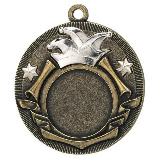 Karnevals - Orden Medaille  D=50mm, Goldantik-Silber ,   Band, Emblem und Montage sind im Preis enthalten