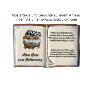 Keramikbuch Decoramic 200x130mm  sandfarben, Themen-Motiv Zwergenpaar WELCOME