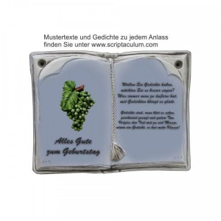 Keramikbuch Grau, Motiv Weintrauben grn