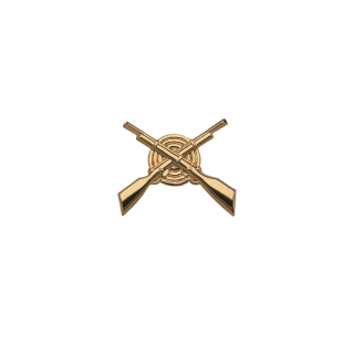 Kragenauflage Gewehr,  26 mm vergoldet, mit Splint