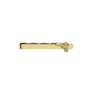 Krawattenklammer / Krawattenschieber 57 mm, Motiv Pistole, vergoldet