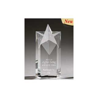 Kristall - Crystal Trophe Five Star Award 90x180 mm inkl. Gravur