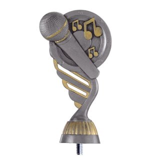 Kunststoff Figur Silber-Gold Musik Mikrofon  188mm