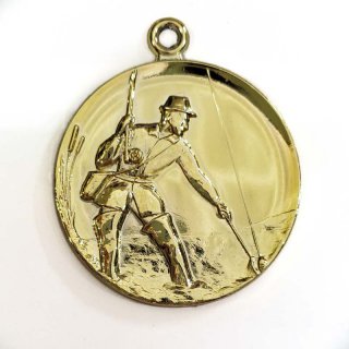 Medaille Angler mit se  50mm, goldfarben in Metall